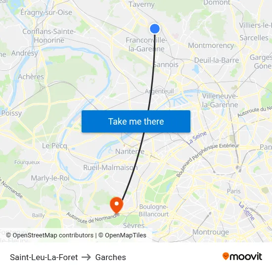 Saint-Leu-La-Foret to Garches map