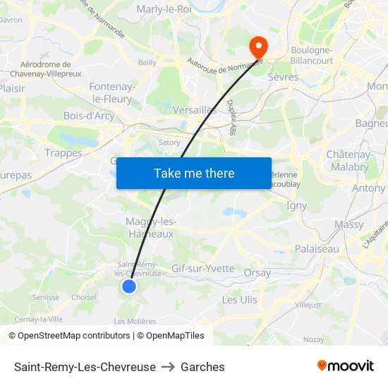 Saint-Remy-Les-Chevreuse to Garches map