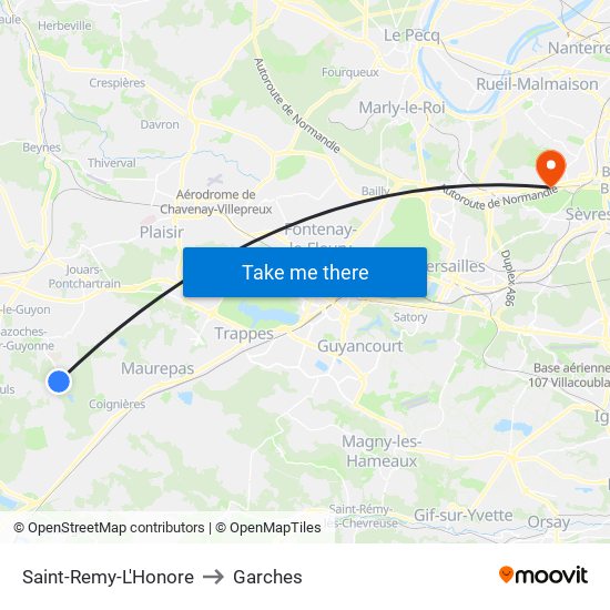 Saint-Remy-L'Honore to Garches map
