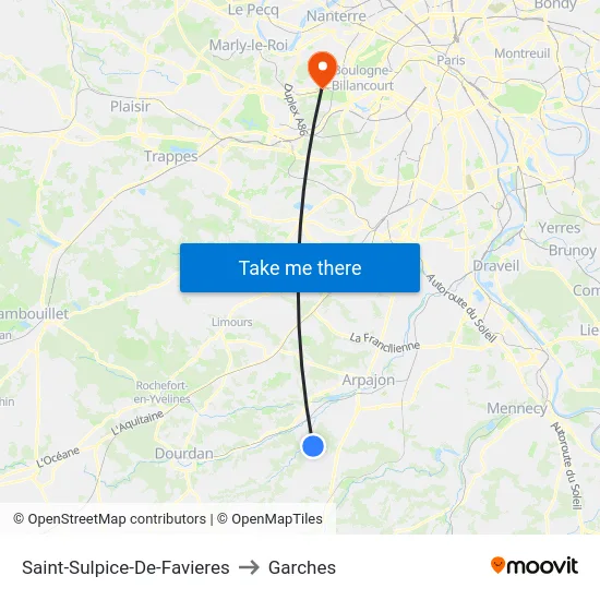 Saint-Sulpice-De-Favieres to Garches map