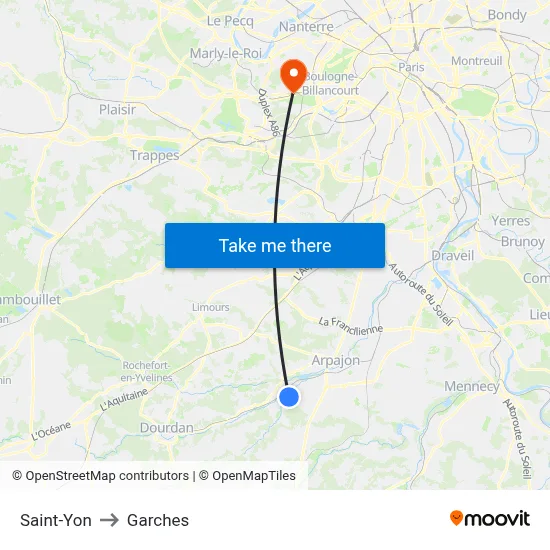 Saint-Yon to Garches map