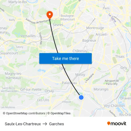 Saulx-Les-Chartreux to Garches map