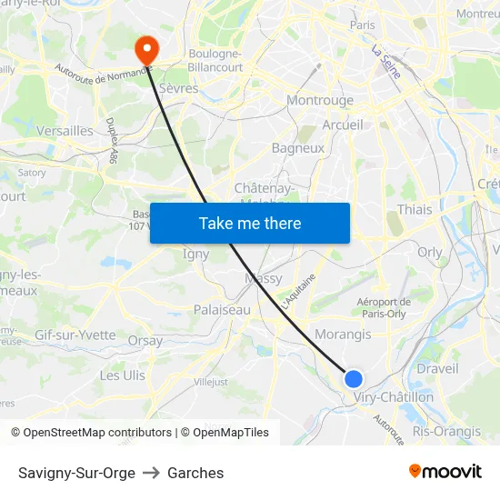 Savigny-Sur-Orge to Garches map