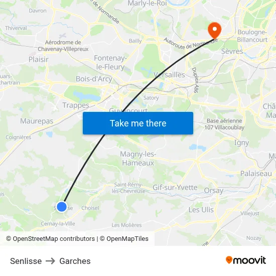 Senlisse to Garches map