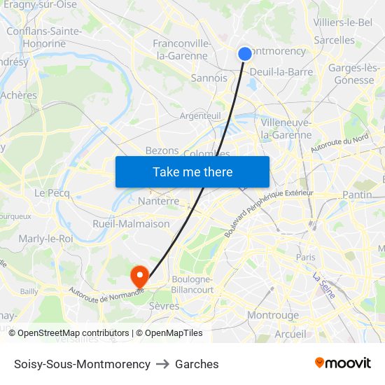 Soisy-Sous-Montmorency to Garches map