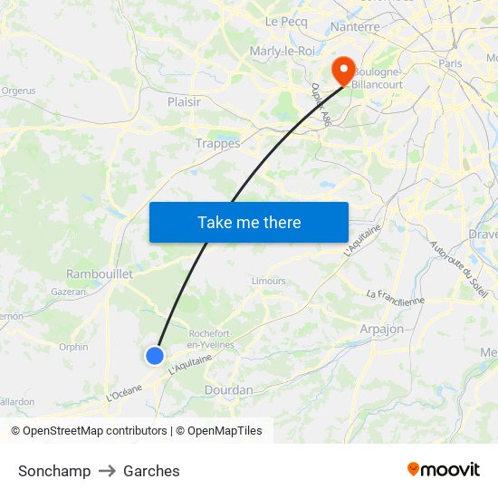 Sonchamp to Garches map