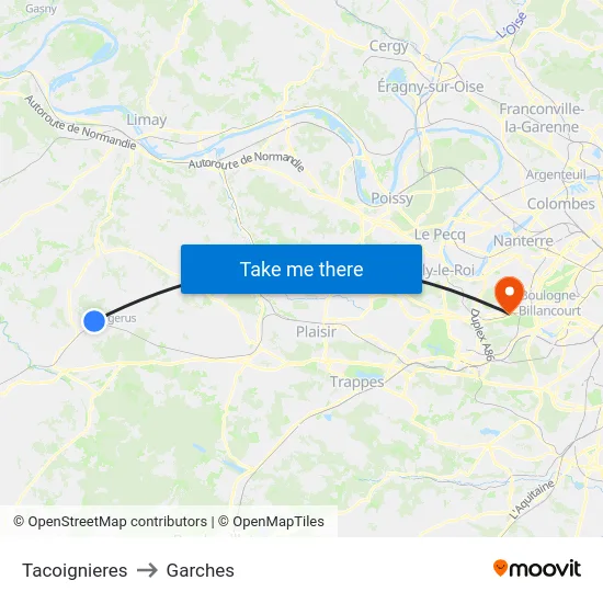 Tacoignieres to Garches map