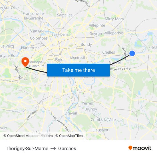Thorigny-Sur-Marne to Garches map