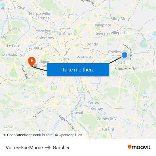 Vaires-Sur-Marne to Garches map
