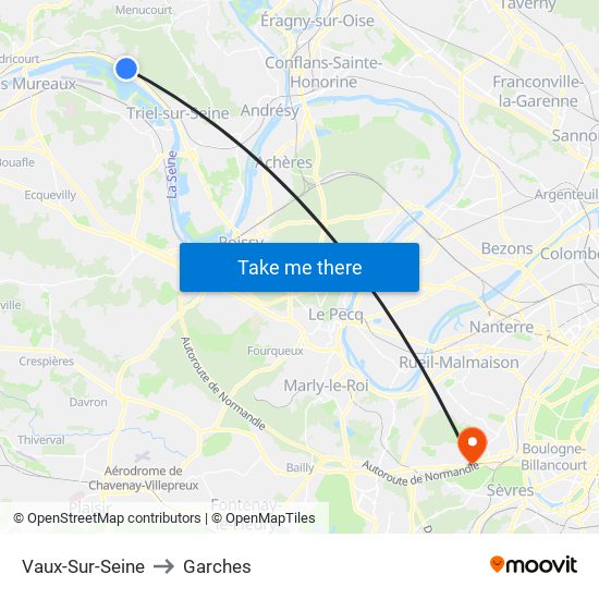 Vaux-Sur-Seine to Garches map