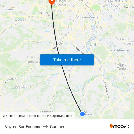 Vayres-Sur-Essonne to Garches map