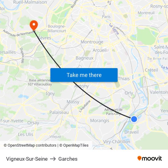 Vigneux-Sur-Seine to Garches map