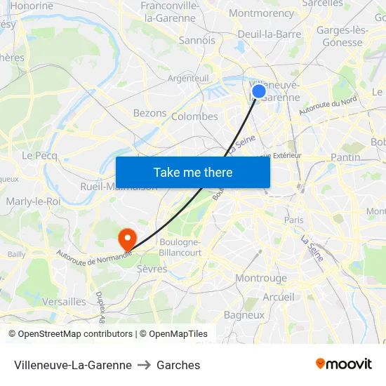 Villeneuve-La-Garenne to Garches map