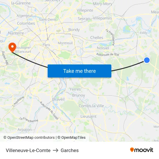 Villeneuve-Le-Comte to Garches map