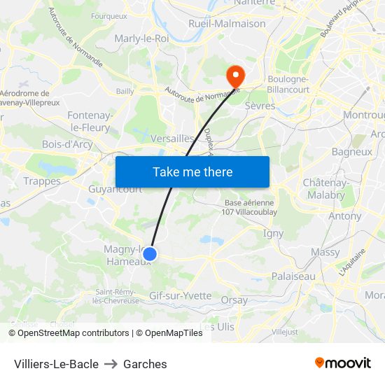 Villiers-Le-Bacle to Garches map