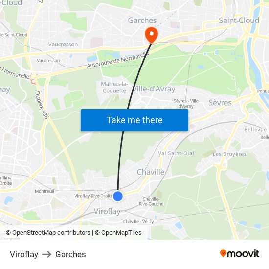 Viroflay to Garches map
