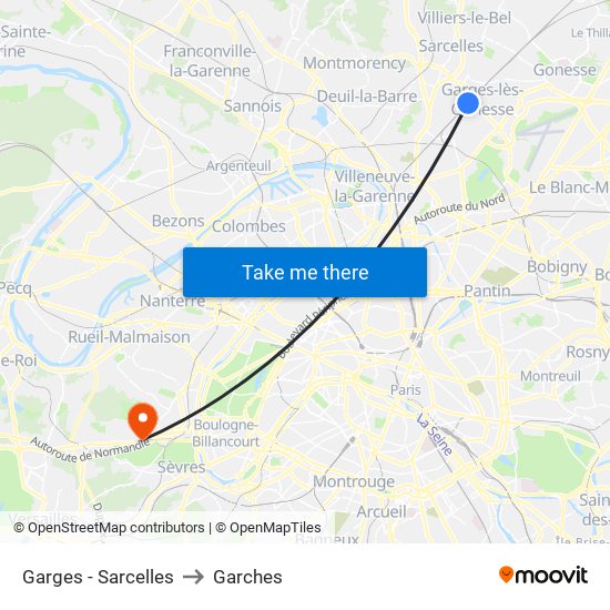 Garges - Sarcelles to Garches map