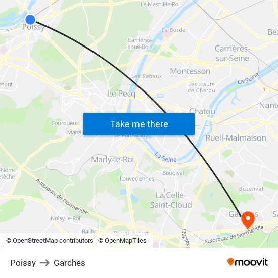 Poissy to Garches map