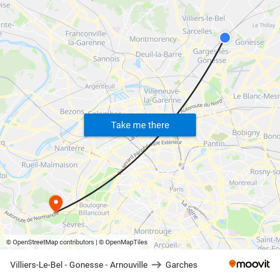 Villiers-Le-Bel - Gonesse - Arnouville to Garches map