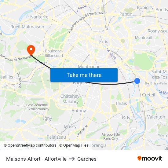 Maisons-Alfort - Alfortville to Garches map