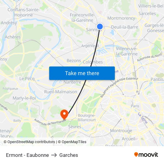 Ermont - Eaubonne to Garches map