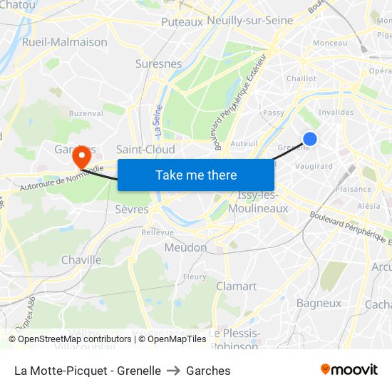 La Motte-Picquet - Grenelle to Garches map