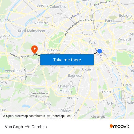 Van Gogh to Garches map