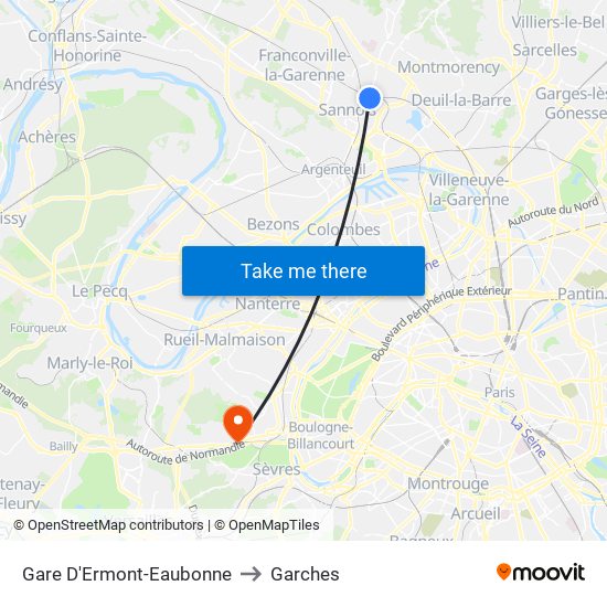 Gare D'Ermont-Eaubonne to Garches map