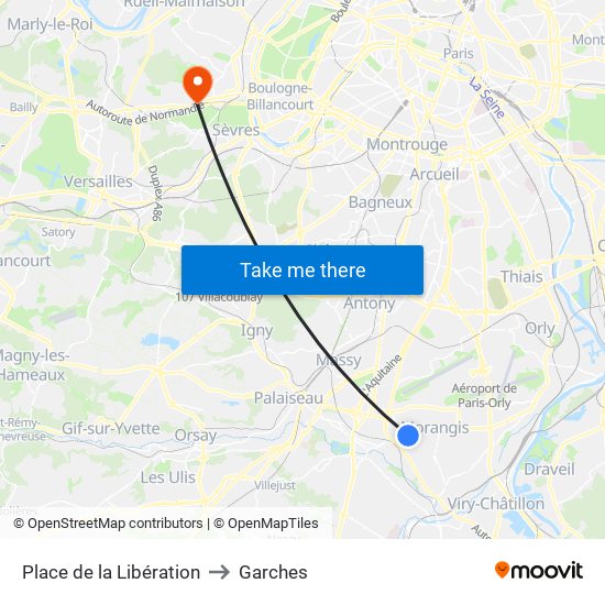 Place de la Libération to Garches map