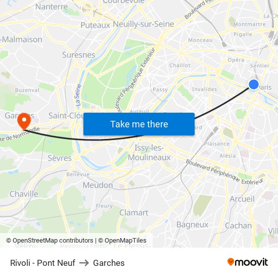 Rivoli - Pont Neuf to Garches map