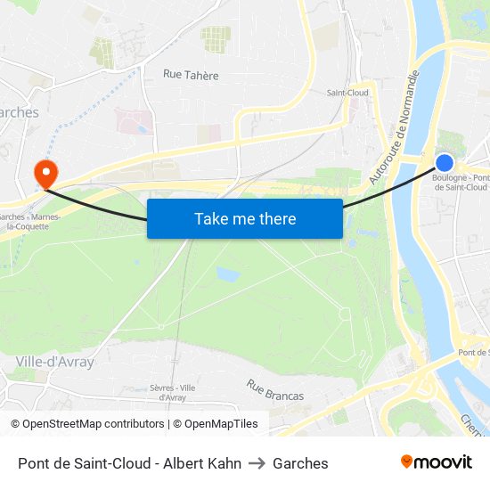 Pont de Saint-Cloud - Albert Kahn to Garches map