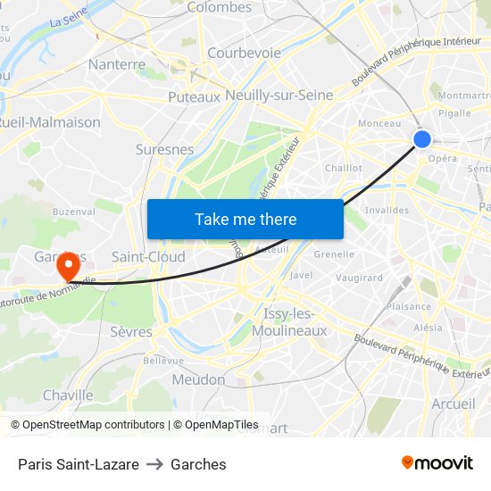 Paris Saint-Lazare to Garches map