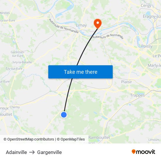 Adainville to Gargenville map
