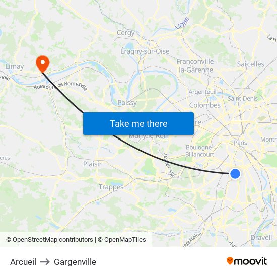 Arcueil to Gargenville map