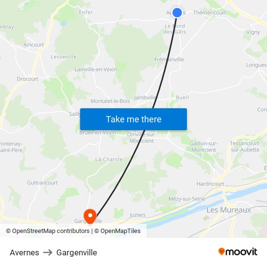 Avernes to Gargenville map