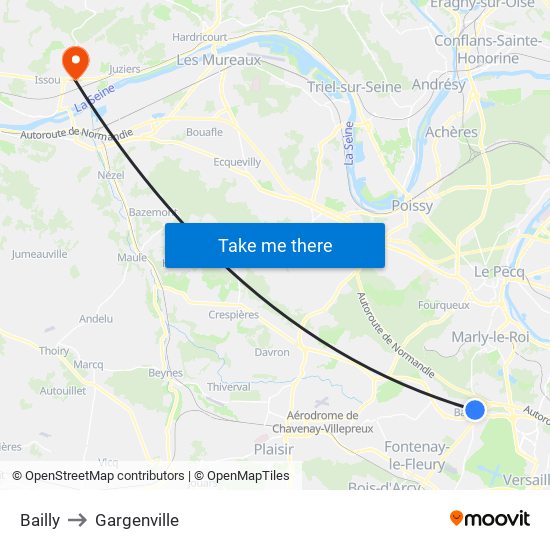 Bailly to Gargenville map