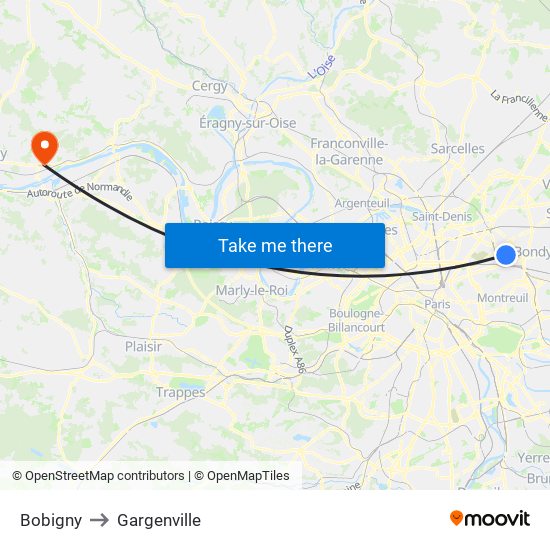 Bobigny to Gargenville map