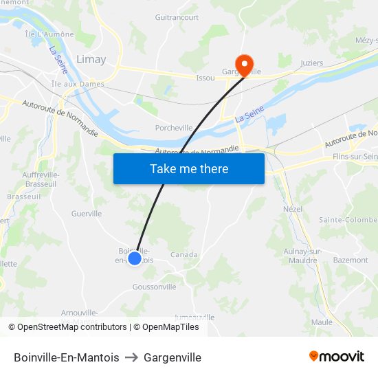 Boinville-En-Mantois to Gargenville map