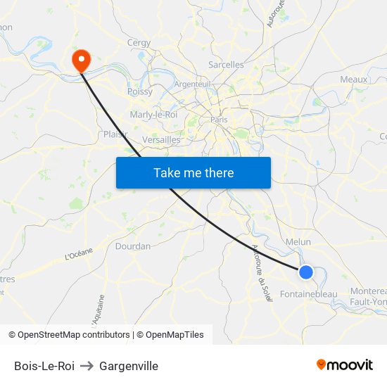 Bois-Le-Roi to Gargenville map