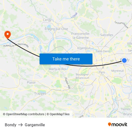 Bondy to Gargenville map