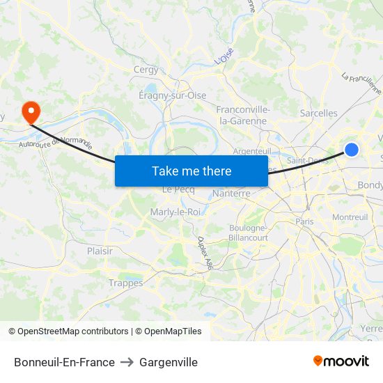 Bonneuil-En-France to Gargenville map