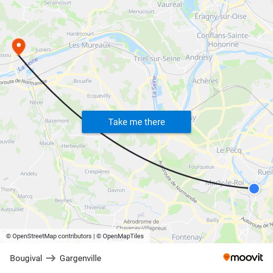 Bougival to Gargenville map