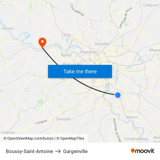 Boussy-Saint-Antoine to Gargenville map