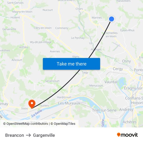 Breancon to Gargenville map