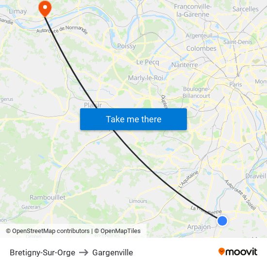 Bretigny-Sur-Orge to Gargenville map