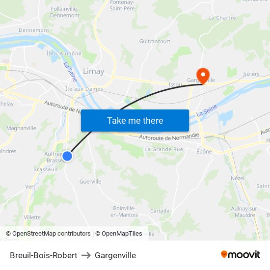 Breuil-Bois-Robert to Gargenville map