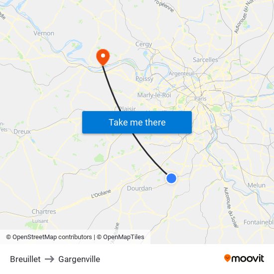 Breuillet to Gargenville map