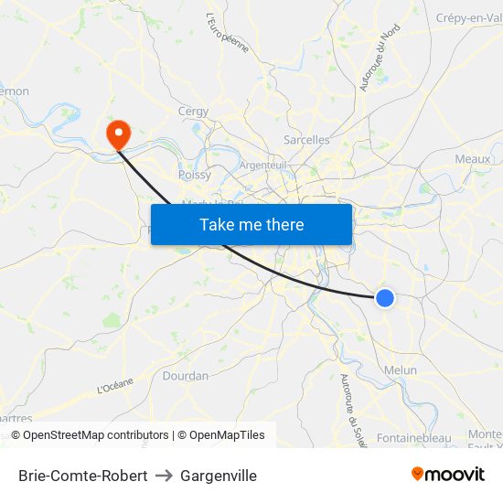 Brie-Comte-Robert to Gargenville map