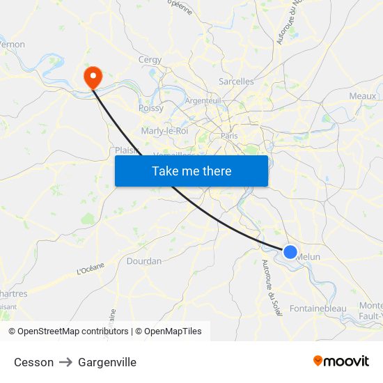 Cesson to Gargenville map
