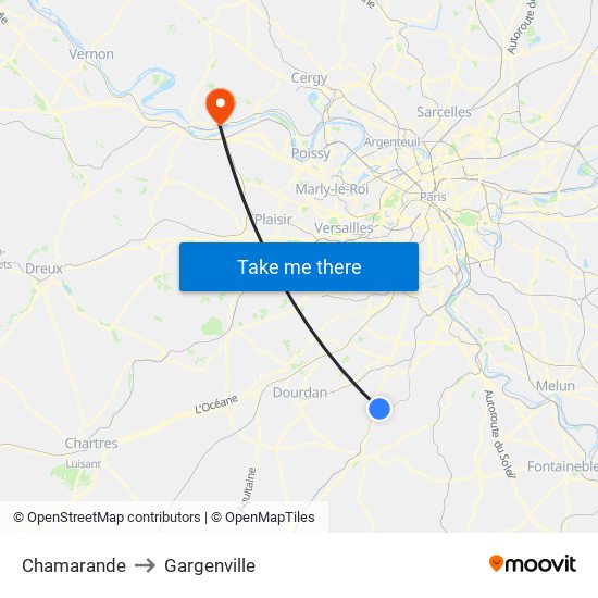 Chamarande to Gargenville map